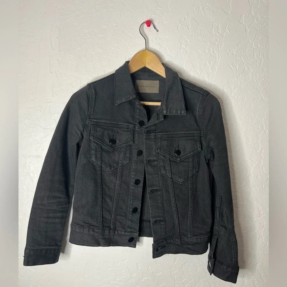Alexander Wang Axle Crop Denim Black Jacket | XS